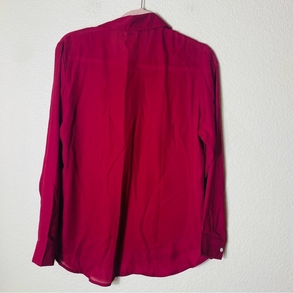 OMSJ Button Down Long Sleeve Chiffon V-Neck Casual Blouse Red NWT Size:M - Picture 5 of 6